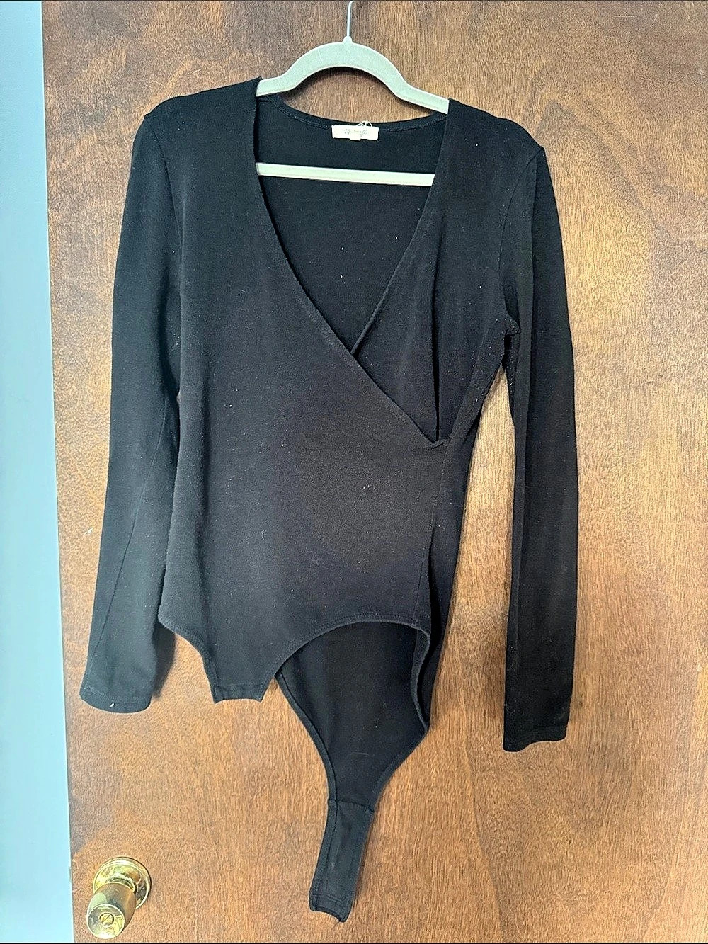 Madewell Black Long Sleeve Bodysuit Large
